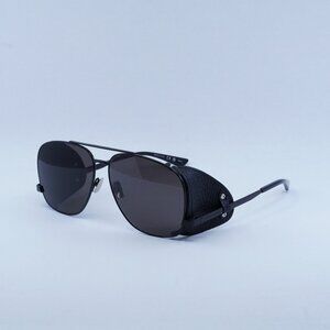 Saint Laurent SL 653 LEON LEATHER SPOILER 002 Sunglasses Black Aviator Frame